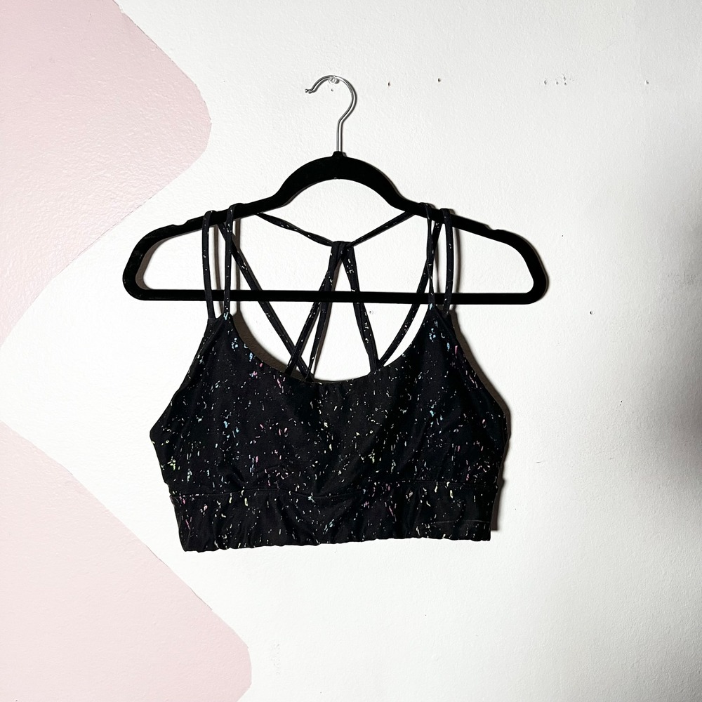 Slunks Sports Bra Womens XL Black Splatter Strappy High Impact - Picture 3 of 5